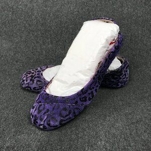 TOMS One for One Womens 6.5 Purple Leopard Cheetah Ballet Flats Loafers Shoes